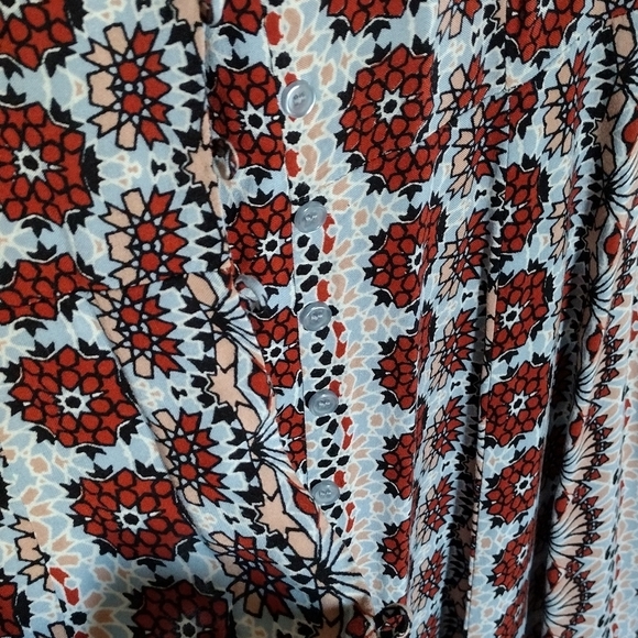 Boho small top love fire retro hippie shirt button floral festival - Picture 3 of 8